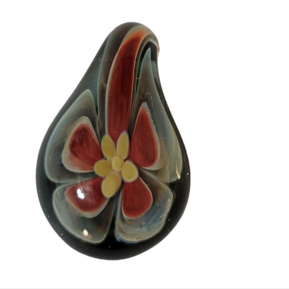 Hand Crafted Jewelry - Hand Blown Glass Floral Pendant